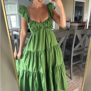 Abercrombie & Fitch Poplin Puff Sleeve Maxi Dress